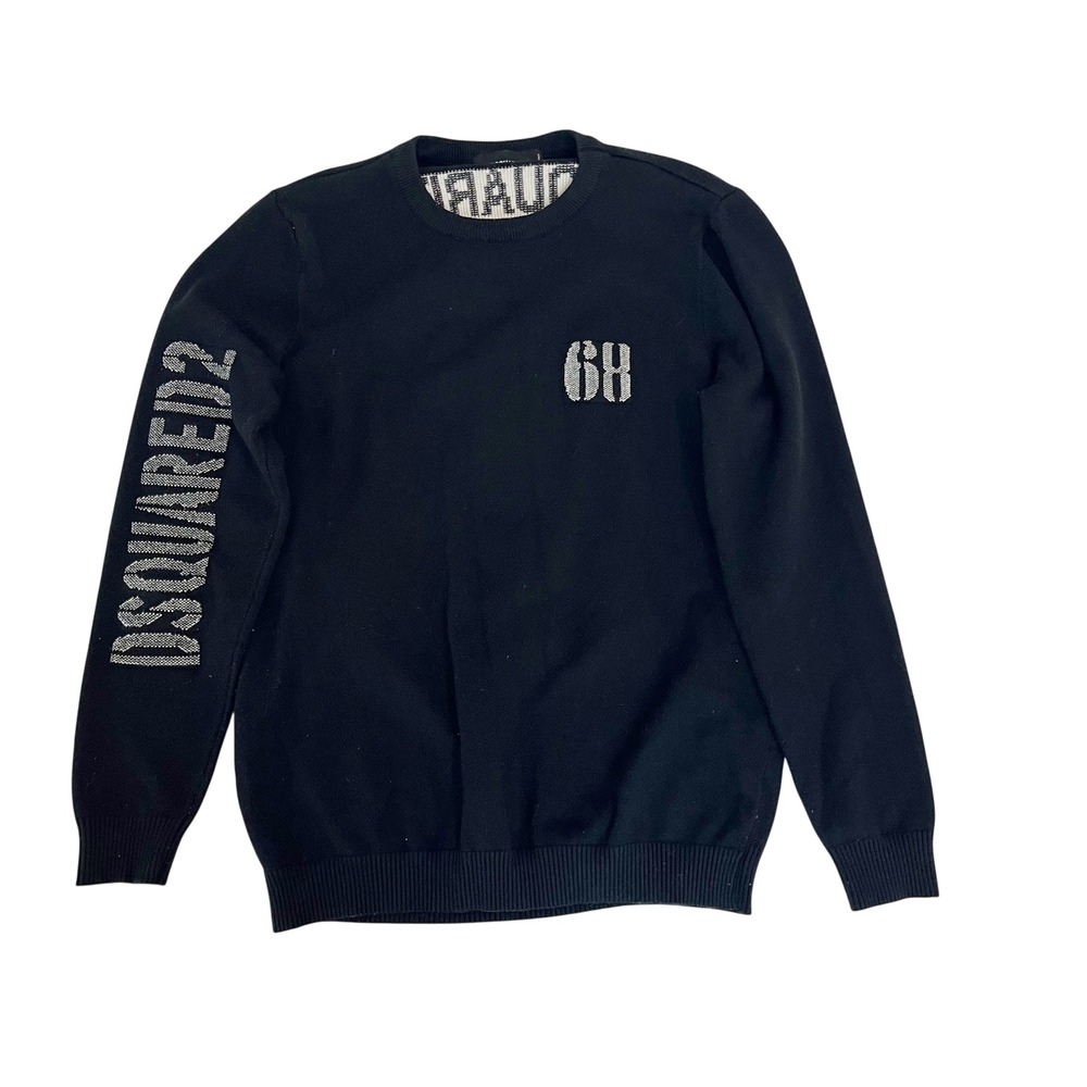 Dsquared2 Mens Re Collection Milano SS2019 Black Cotton Logo Sweater Large